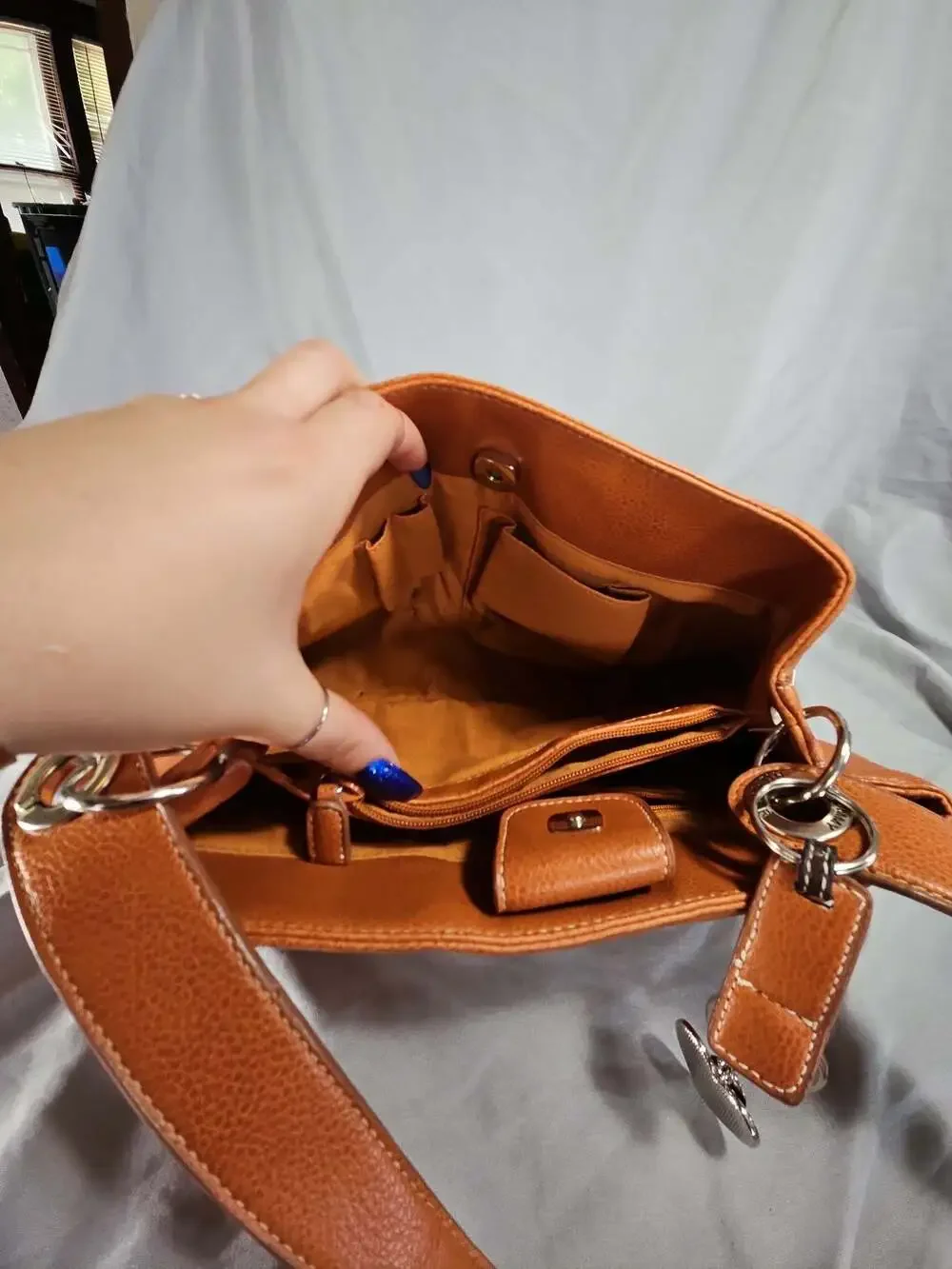 Tommy Hilfiger Pebbled Leather Hobo Shoulder Bag with Heart Charm